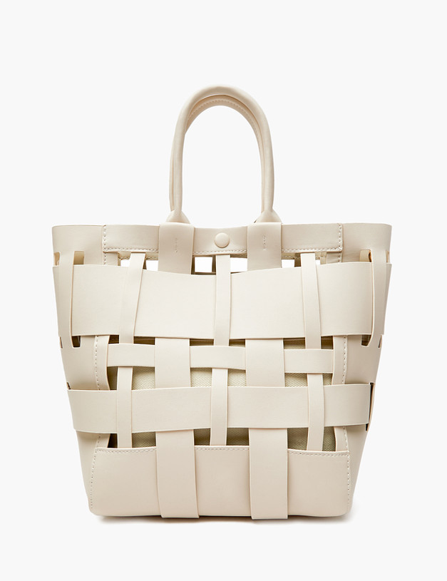 Молочная женская сумка с плетеным дизайном MASCOTTE 647-4102-601 | ракурс 2