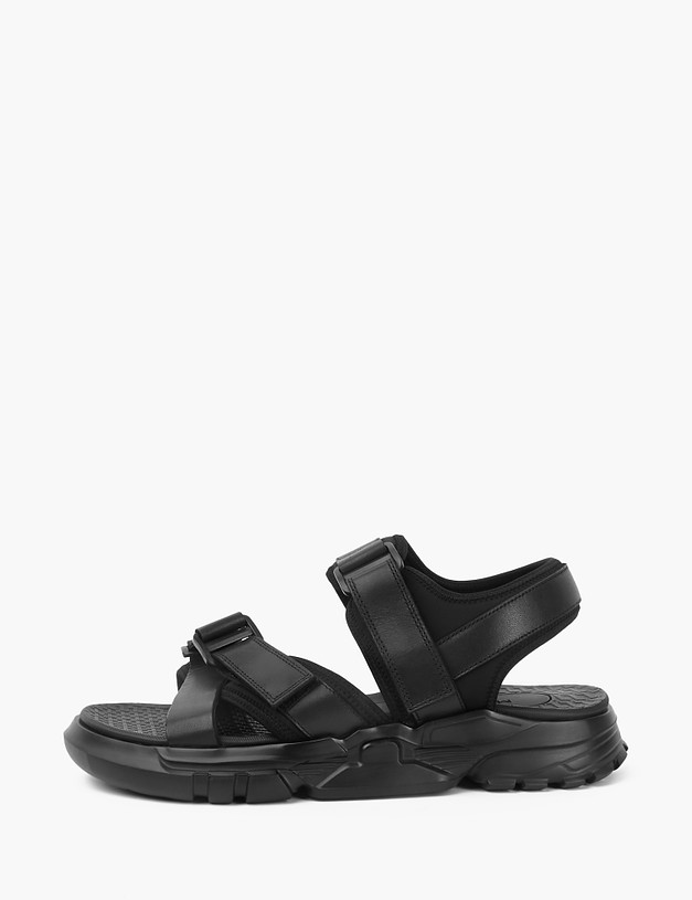 Черные кожаные мужские сандалии MASCOTTE 128-214022-0102 | ракурс 2