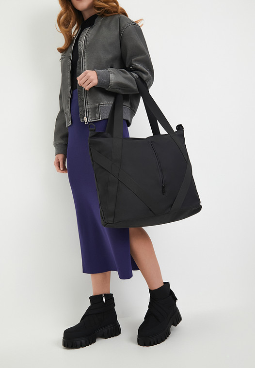 Черная женская сумка-шоппер