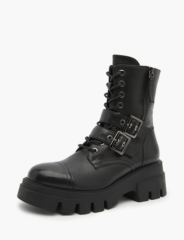 Черные женские ботинки с пряжками MASCOTTE 15-3204623-8100M | ракурс 2