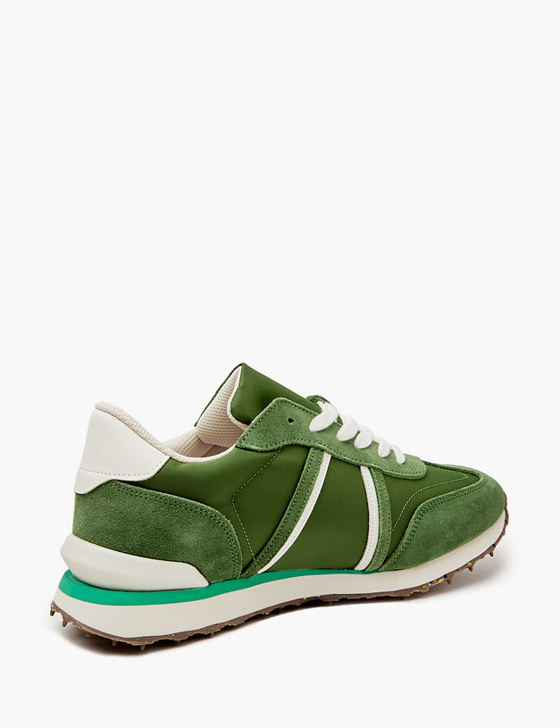 Зеленые мужские кроссовки из текстиля и велюра MASCOTTE 128-4191121-0204 | ракурс 3