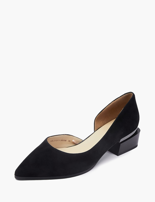 Черные женские туфли на фактурном каблуке MASCOTTE 126-212611-3605M | ракурс 3