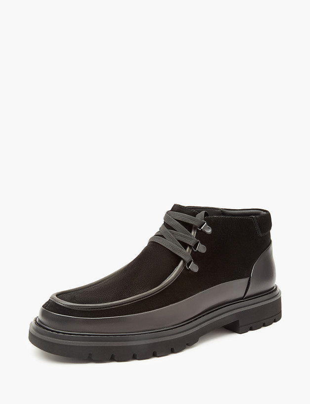 Черные мужские ботинки из кожи и велюра MASCOTTE 22-321322-3205M | ракурс 3