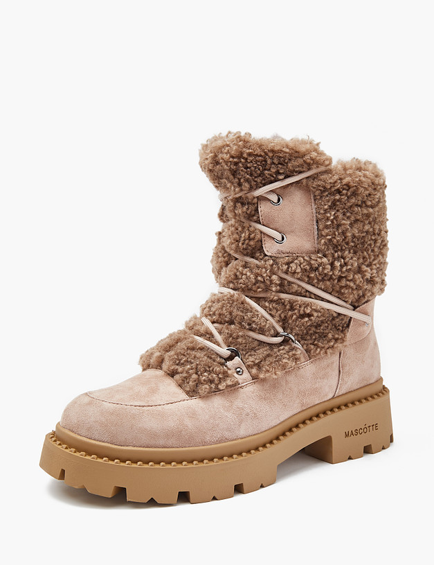 Бежевые женские зимние ботинки MASCOTTE 233-3201738-3698M | ракурс 2