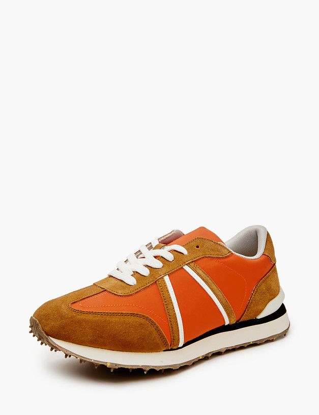 Оранжевые мужские кроссовки из текстиля и велюра MASCOTTE 128-4191121-0213 | ракурс 2