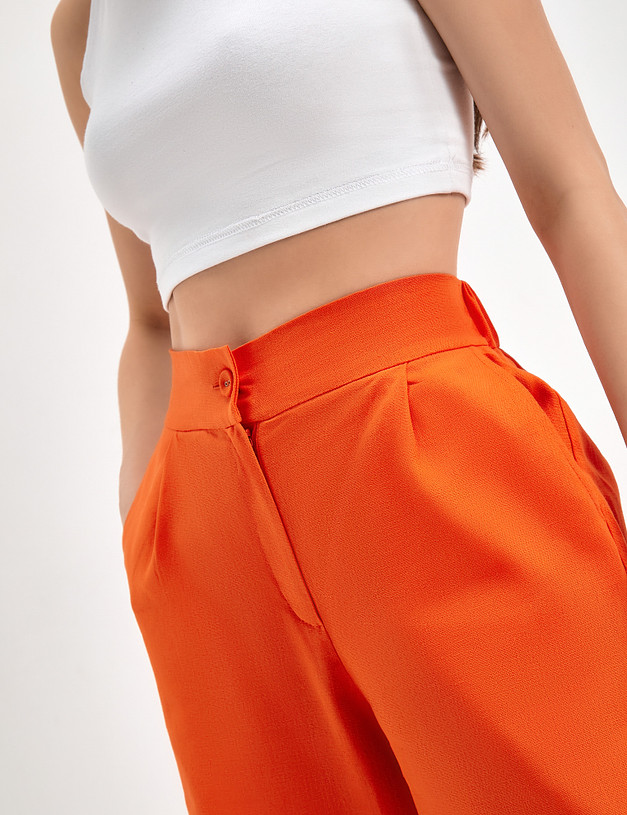 Оранжевые женские шорты из смесового льна MASCOTTE 790-3119-2713 | ракурс 6