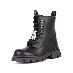 201-42GO-184VR Полусапоги девичьи кож.спилок/ворс.ткань черн, ZENDEN first