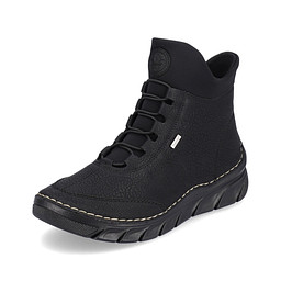 55069-00 Ботинки женские и.кожа-текстиль/и.мех черн, Rieker