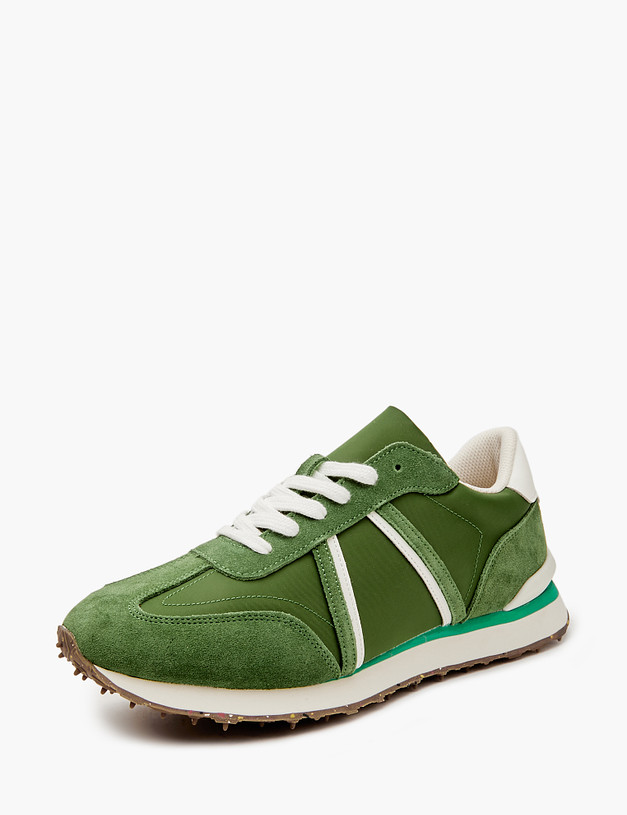 Зеленые мужские кроссовки из текстиля и велюра MASCOTTE 128-4191121-0204 | ракурс 2