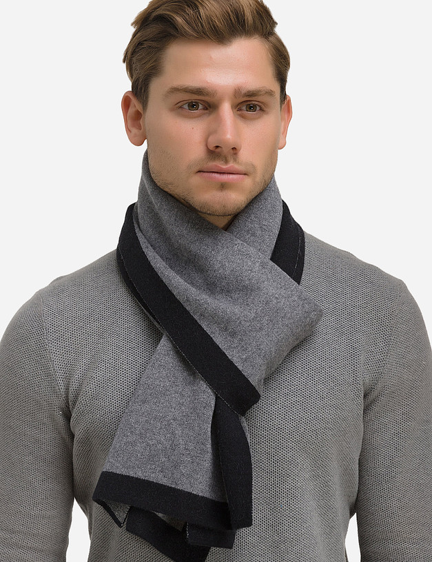 Серый мужской шарф MASCOTTE 766-0215-2402 | ракурс 3