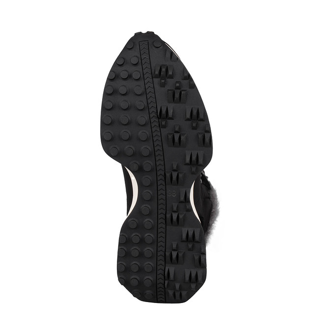Черные кожаные женские кроссовки с мехом "Саламандер"