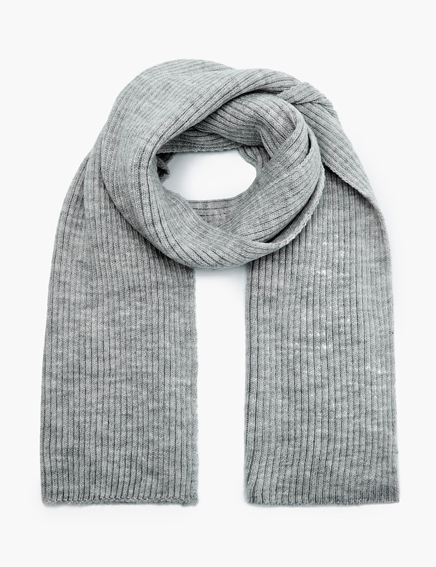 Серый женский шарф в рубчик MASCOTTE 781-2208-510 | ракурс 2