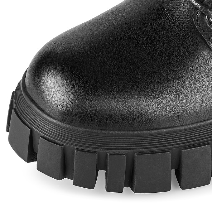 Черные женские кожаные ботинки с молнией и шнуровкой LOLLI|POLLI