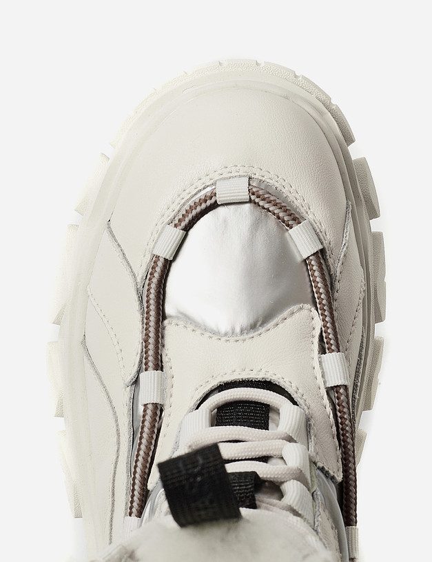 Белые женские кроссовки с мехом MASCOTTE 234-120232-0601 | ракурс 6