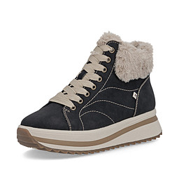 W3873-00 Ботинки для активного отдыха женские нат.кожа-текстиль/шерсть черн, Rieker