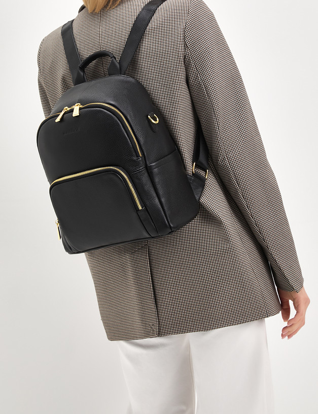 Черный кожаный женский рюкзак MASCOTTE 602-3102-102 | ракурс 1