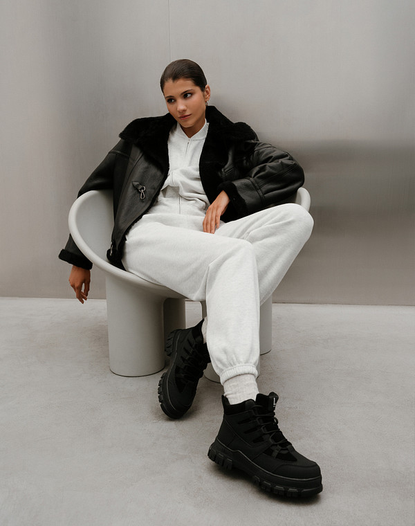 Черные женские зимние ботинки