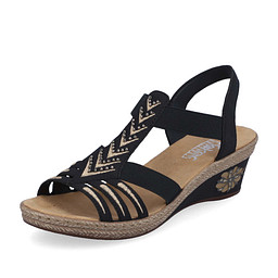 V2461-14 Туфли летние женские и.кожа/и.кожа синий, Rieker