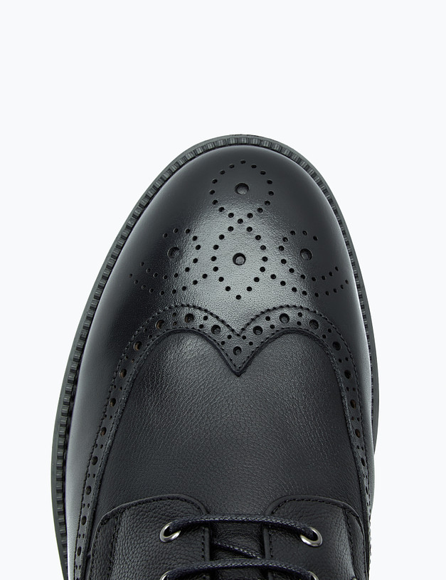 Черные мужские зимние ботинки с перфорацией MASCOTTE 128-223032-0102 | ракурс 4