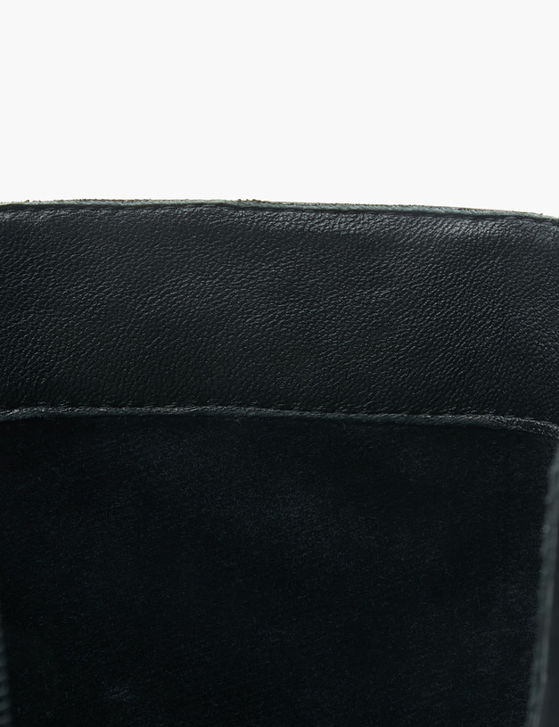 Черные женские сапоги на фактурном каблуке MASCOTTE 99-021522-3199M | ракурс 6