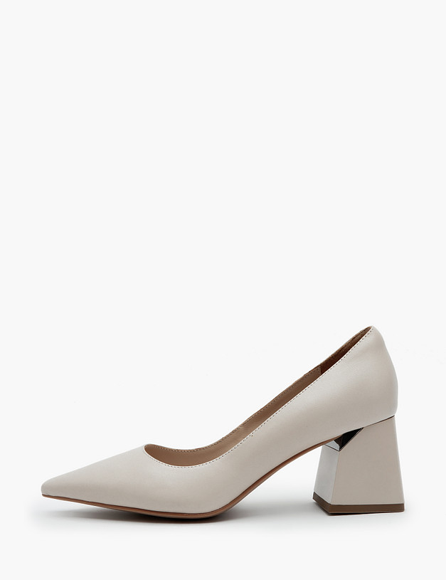 Бежевые кожаные женские туфли на квадратном каблуке MASCOTTE 100-310911-0508 | ракурс 1