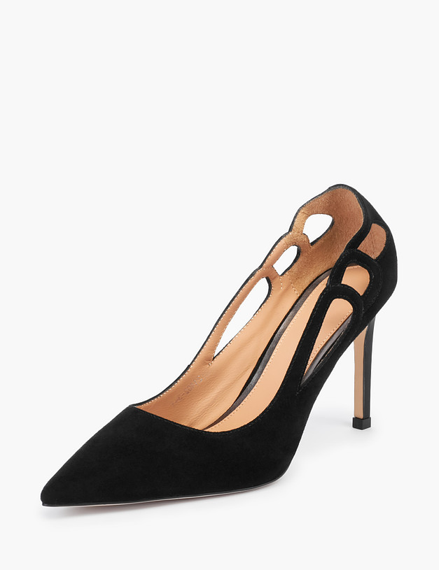Велюровые женские туфли с декоративной перфорацией MASCOTTE 09-2140213-3605M | ракурс 3