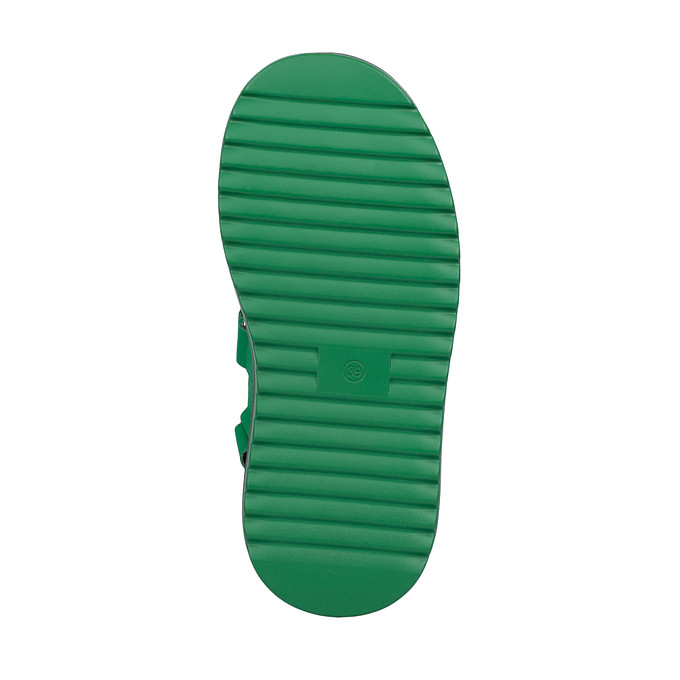 Женские кожаные зеленые сандалии с черной подошвой и застежками на липучку LOLLI|POLLI