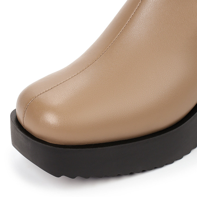Бежевые кожаные ботинки на каблуке «Томас Мюнц»