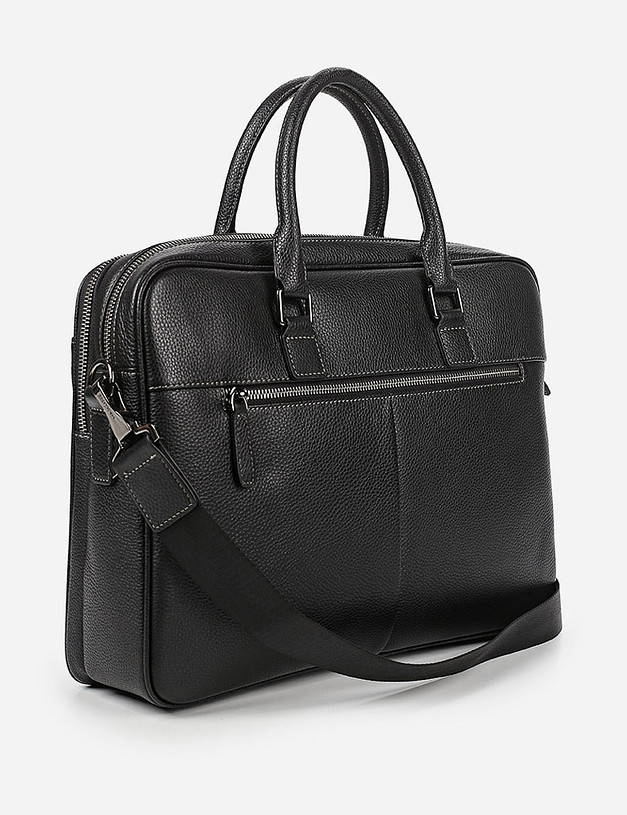 Черный кожаный мужской портфель MASCOTTE 604-0135-102 | ракурс 3