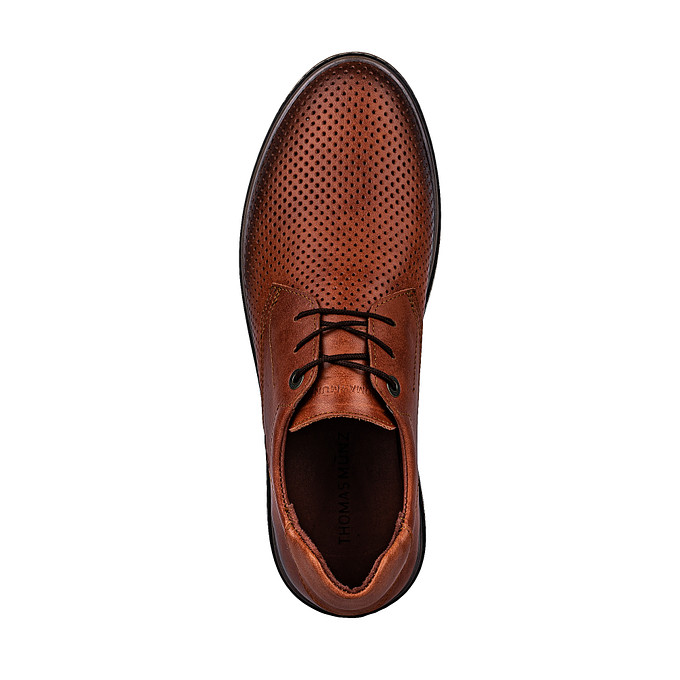 Мужские коричневые туфли с перфорацией из натуральной кожи Thomas Munz