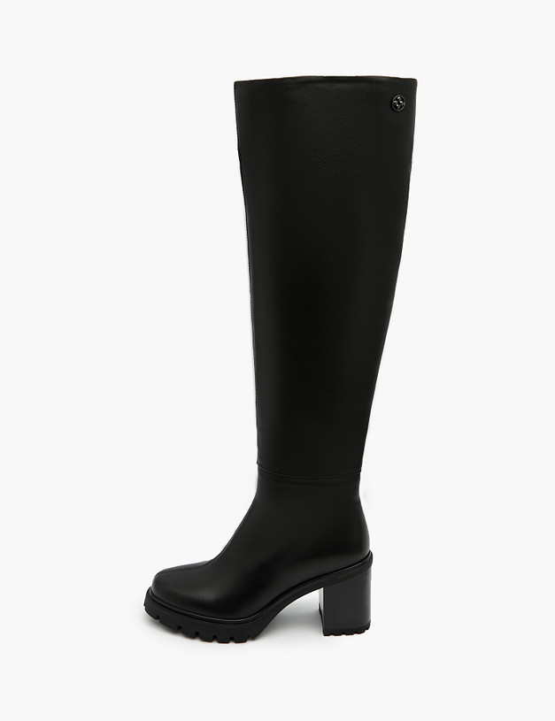 Черные кожаные женские ботфорты на зиму MASCOTTE 126-321031-3100M | ракурс 1
