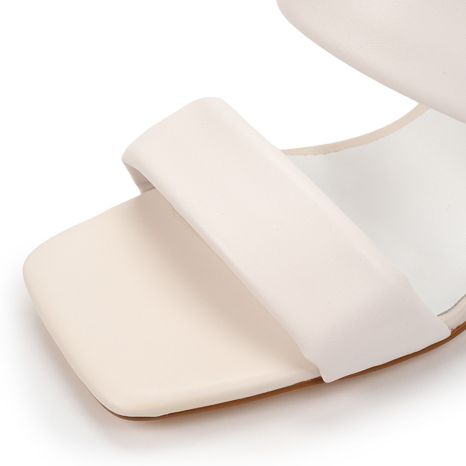 Белые женские сабо с квадратным мысом на фигурном каблуке LOLLI|POLLI