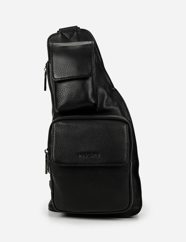 Чёрная мужская сумка-слинг с карманами MASCOTTE 622-1102-102 | ракурс 2