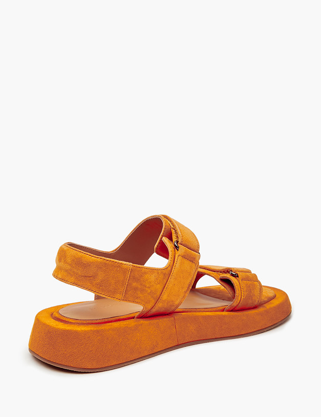 Оранжевые велюровые женские сандалии MASCOTTE 172-4121911-4641M | ракурс 3