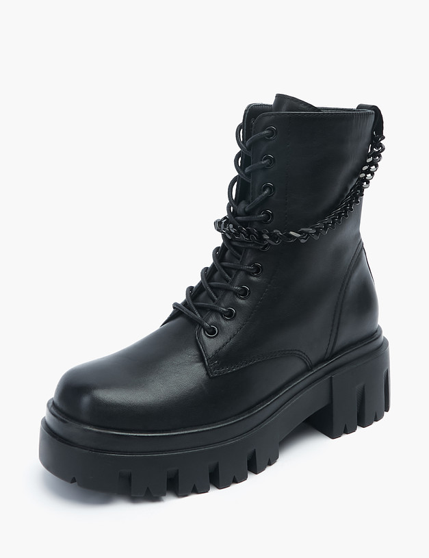 Черные женские ботинки с цепочкой MASCOTTE 233-229031-0102 | ракурс 2