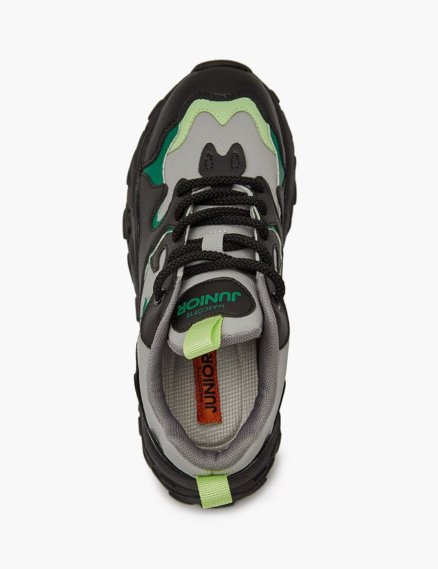 Черные детские кроссовки с зелеными элементами MASCOTTE 234-321621-0602 | ракурс 5