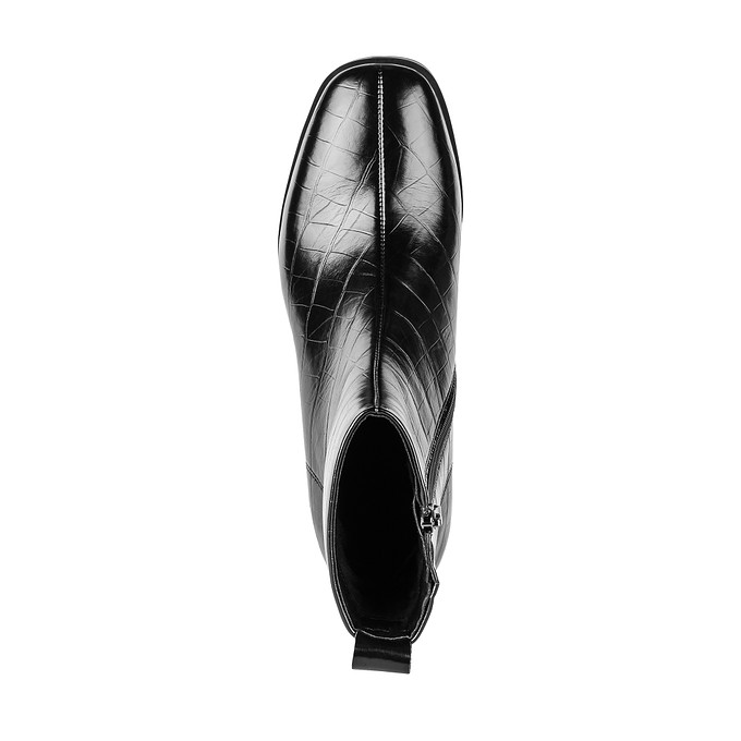 Черные кожаные ботинки на каблуке «под крокодила» «Томас Мюнц»
