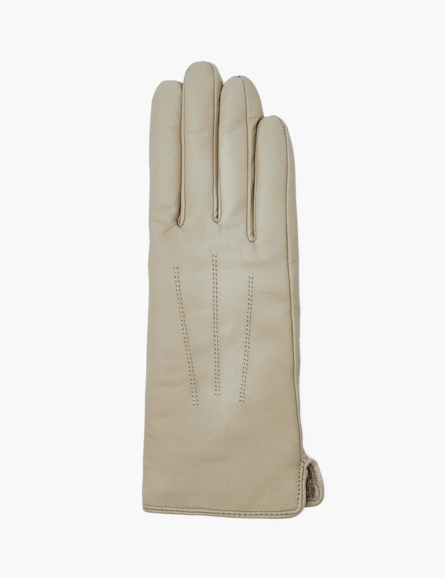 Бежевые кожаные женские перчатки MASCOTTE 709-1222-108 | ракурс 2