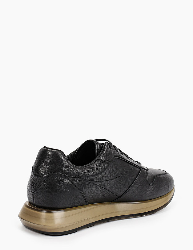 Черные кожаные мужские кроссовки MASCOTTE 128-121012-3180M | ракурс 3