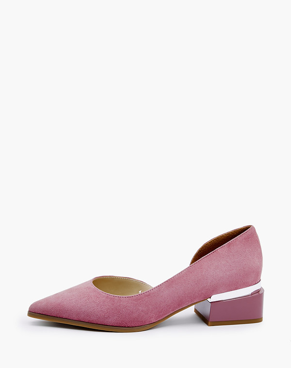 Розовые женские туфли из велюра