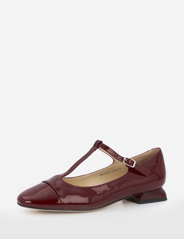Бордовые женские туфли с ремешком MASCOTTE 126-120211-0705 | ракурс 3