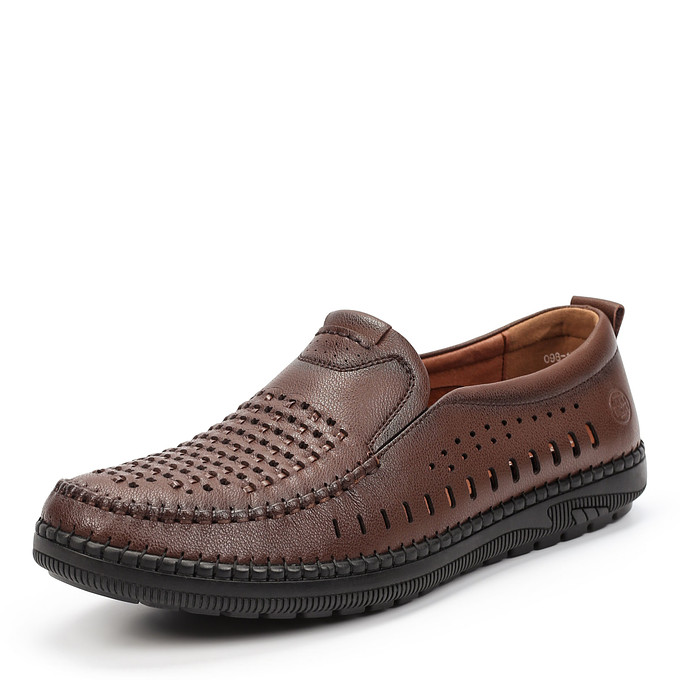 Коричневые мужские летние полуботинки с перфорацией из кожи MUNZ Shoes