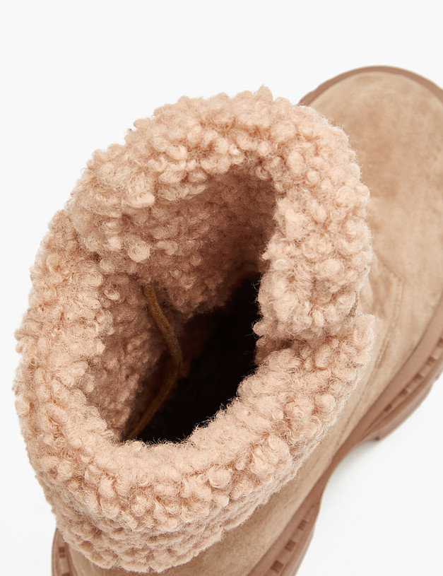 Бежевые женские зимние ботинки из велюра MASCOTTE 175-3202933-3671M | ракурс 6