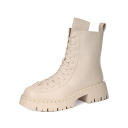 163-42WK-103SR Ботинки женские и.кожа/ворс.ткань св.беж, INSTREET