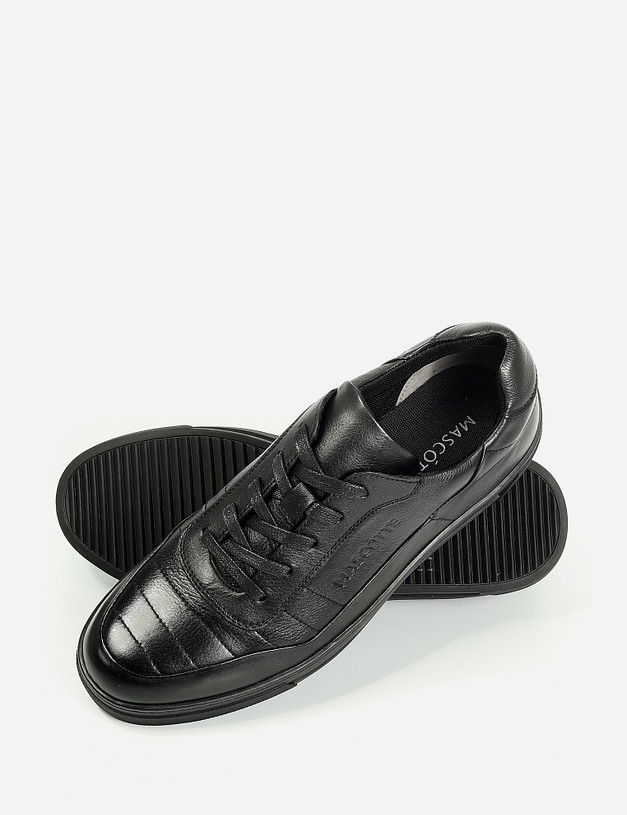 Черные мужские кожаные кроссовки MASCOTTE 58-121221-0102 | ракурс 2